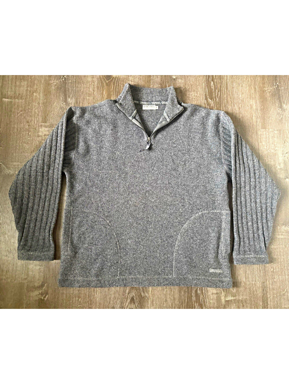 Fisherman Out of Ireland Mens XL Gray Lambswool Wool 1/4 Zip Mock Sweater